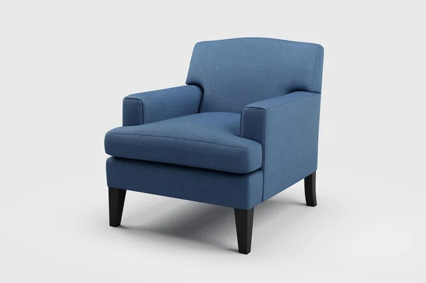 Photo of the fabric Matheson Denim swatch by James Dunlop Essentials. Use for Curtains, Upholstery, Accessory, Top of Bed. Style of Plain, Texture