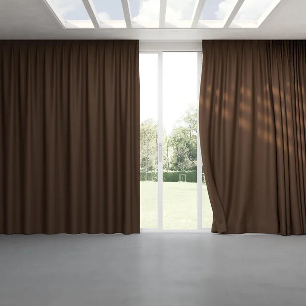 Photo of the fabric Eternal Nutmeg swatch by Mokum. Use for Curtains, Upholstery, Accessory. Style of Plain, Texture