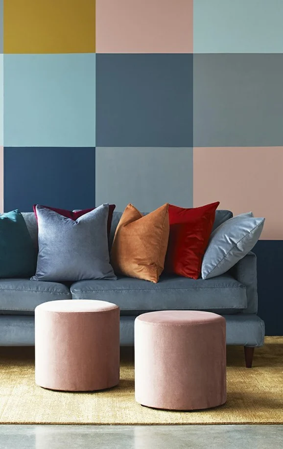 Photo of the fabric Palacio FR Ruby in situ by James Dunlop. Use for Curtains, Upholstery, Accessory. Style of Plain, Velvet