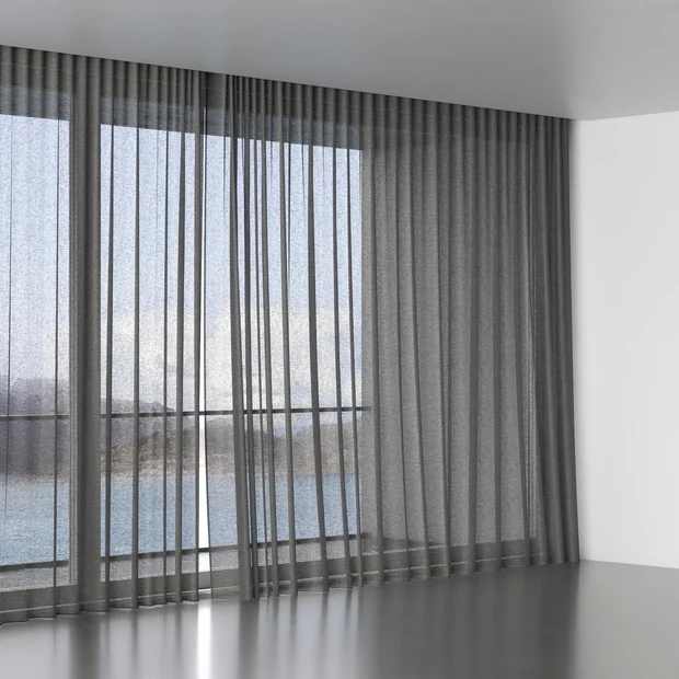 Photo of the fabric Laconia Air Granite swatch by James Dunlop. Use for Sheer Curtains. Style of Plain, Sheer