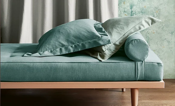 Photo of the fabric Sofia V3394 07 in situ by Villa Nova. Use for Curtains, Upholstery, Accessory. Style of Plain