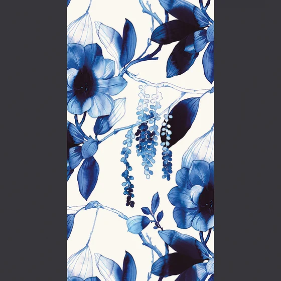 Photo of the fabric Ink Flower Panel 8494 8494 64 08 swatch by Casadeco. Use for Wall Covering, Wall Panel/Mural