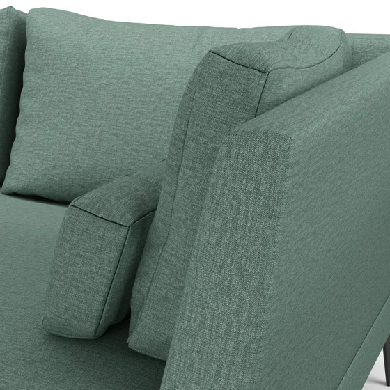 Photo of the fabric Tahiti Opal swatch by Mokum FibreGuard. Use for Curtains, Upholstery, Accessory, Top of Bed. Style of Chenille, Plain