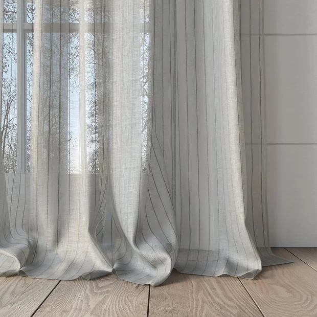 Photo of the fabric Nikau Stone swatch by James Dunlop. Use for Sheer Curtains. Style of Sheer, Stripe