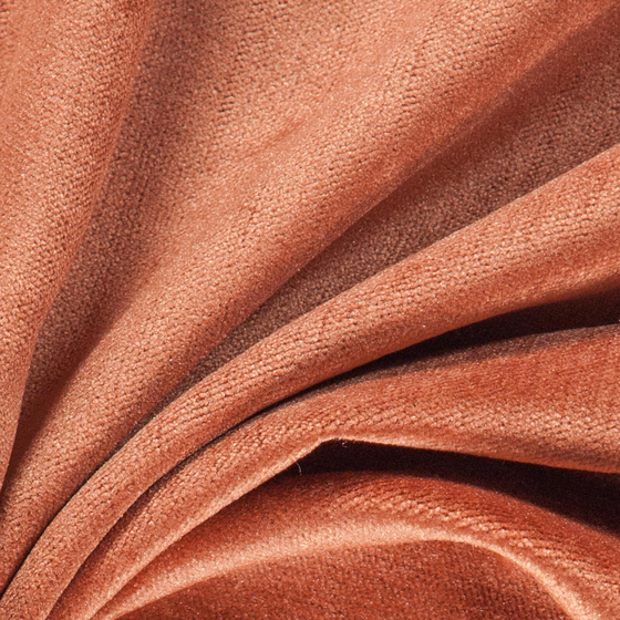 Photo of the fabric Monte Carlo Pumpkin swatch by Zepel. Use for Curtains, Upholstery, Accessory, Top of Bed. Style of Plain, Velvet