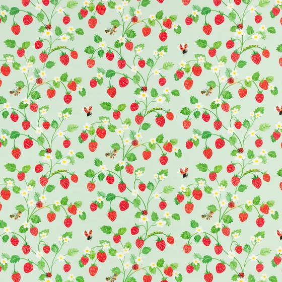 Photo of the fabric Strawberry Patch V3597 01 swatch by Villa Nova. Use for Curtains. Style of Floral And Botannical, Print