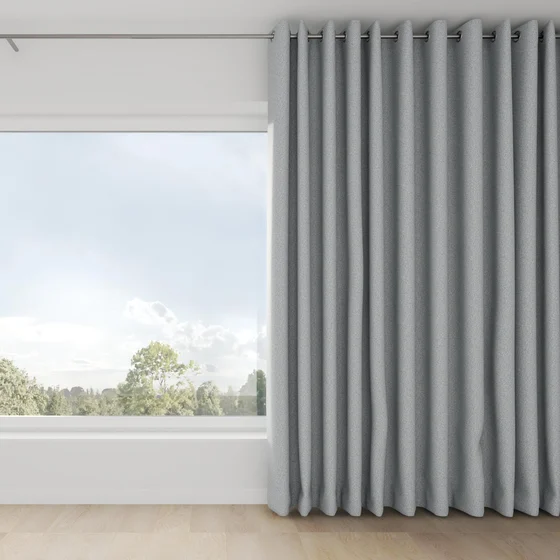 Photo of the fabric Bora Bora Glacier swatch by Mokum FibreGuard. Use for Curtains, Upholstery, Accessory. Style of Plain, Texture