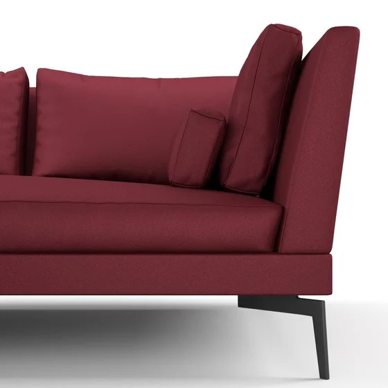 Photo of the fabric Como Bordeaux swatch by Mokum. Use for Upholstery, Accessory. Style of Plain, Texture