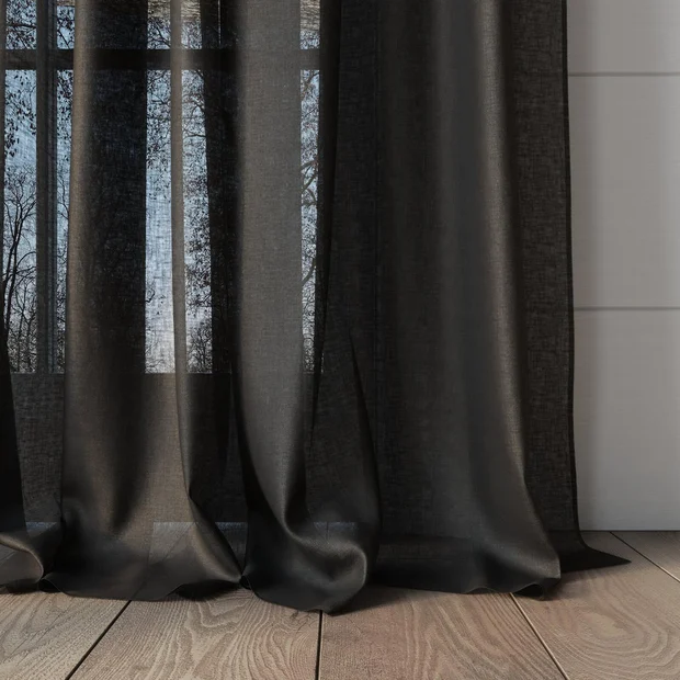Photo of the fabric Kanso Stonewash Basalt swatch by Mokum. Use for Sheer Curtains. Style of Plain, Sheer