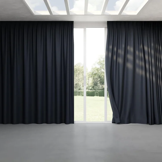 Photo of the fabric Eternal Midnight swatch by Mokum. Use for Curtains, Upholstery, Accessory. Style of Plain, Texture