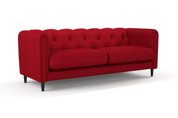 Photo of the fabric Braveheart Cardinal swatch by James Dunlop FibreGuard. Use for Upholstery, Accessory, Top of Bed. Style of Plain, Taffeta