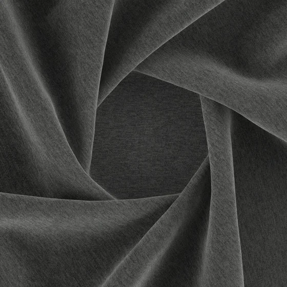 Photo of the fabric Geneva Charcoal swatch by Zepel FibreGuard. Use for Curtains, Upholstery, Accessory, Top of Bed. Style of Chenille, Plain