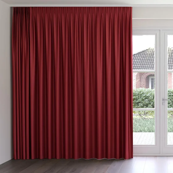 Photo of the fabric Stallion 2 Blackout Bordeaux swatch by James Dunlop Essentials. Use for Curtains. Style of Plain, Texture