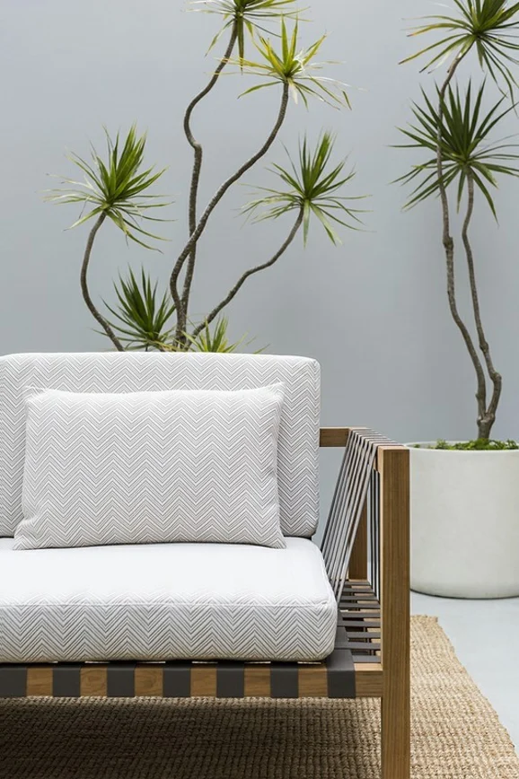 Photo of the fabric Madura Shell in situ by Mokum. Use for Upholstery, Accessory. Style of Geometric, Texture