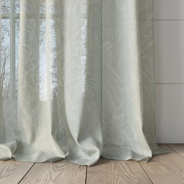Photo of the fabric Palmery Willow swatch by James Dunlop. Use for Sheer Curtains. Style of Floral And Botannical, Sheer