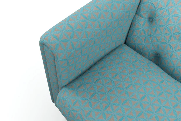 Photo of the fabric Tapa Aqua swatch by James Dunlop. Use for Upholstery, Accessory. Style of Geometric