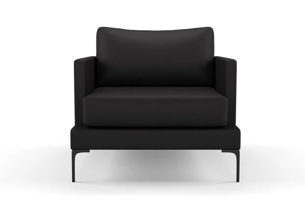 Photo of the fabric Como Noir swatch by Mokum. Use for Upholstery, Accessory. Style of Plain, Texture