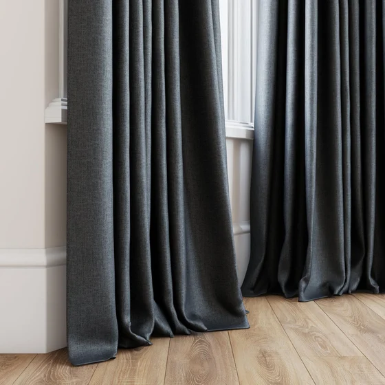 Photo of the fabric Matrix FR Gunmetal swatch by James Dunlop Essentials. Use for Curtains. Style of Dim Out, Plain