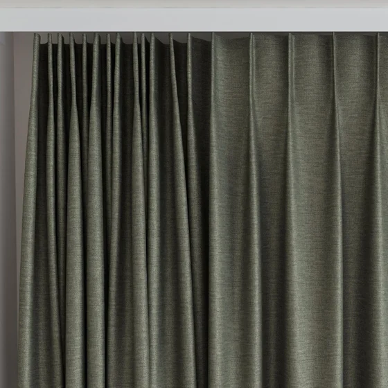 Photo of the fabric Eclipse Blackout Moss swatch by James Dunlop. Use for Curtains. Style of Plain, Texture