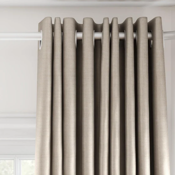 Photo of the fabric Stallion 2 Blackout Fawn swatch by James Dunlop Essentials. Use for Curtains. Style of Plain, Texture