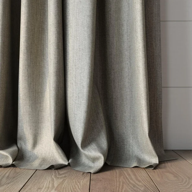 Photo of the fabric Trezor Fog swatch by James Dunlop FibreGuard. Use for Curtains, Upholstery, Accessory. Style of Chenille, Plain