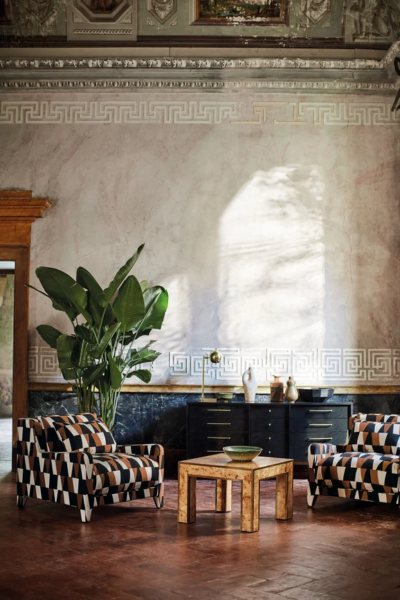 Photo of the fabric Arku 9133 03 in situ by Black Edition. Use for Curtains, Upholstery, Accessory
