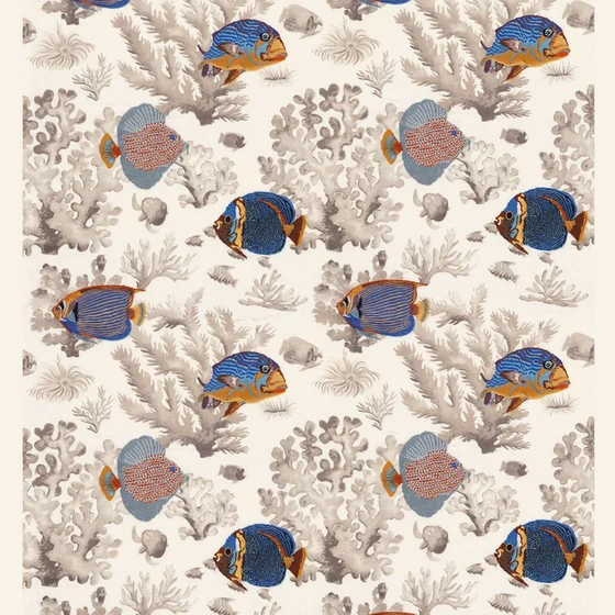 Photo of the fabric Les Empereurs 4712 4712 0247 swatch by Casamance. Use for Curtains, Accessory. Style of Animals And Birds, Embroidery