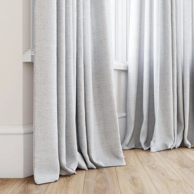 Photo of the fabric Envoy 2 Cloud 320cm swatch by James Dunlop Essentials. Use for Curtains, Accessory, Top of Bed. Style of Plain, Texture