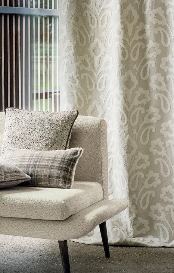 Photo of the fabric Hors Piste 4238 4238 0240 in situ by Casamance. Use for Upholstery, Accessory. Style of Texture