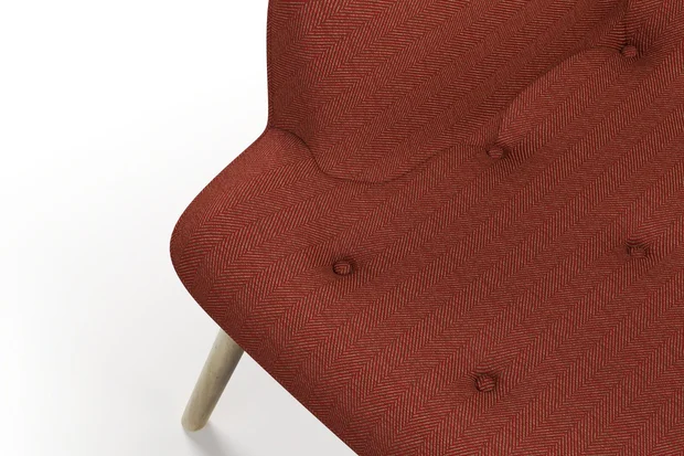 Photo of the fabric Trailblazer Strawberry swatch by James Dunlop FibreGuard. Use for Curtains, Upholstery, Accessory, Top of Bed. Style of Texture, Traditional