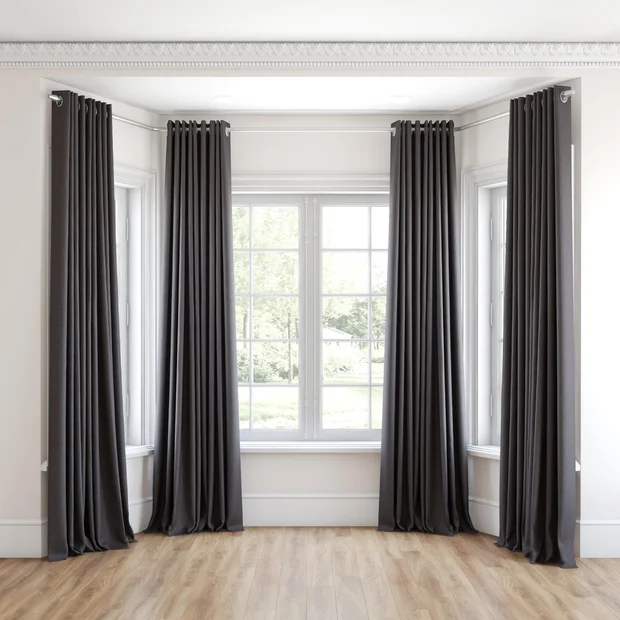 Photo of the fabric Trailblazer Steel swatch by James Dunlop FibreGuard. Use for Curtains, Upholstery, Accessory, Top of Bed. Style of Texture, Traditional