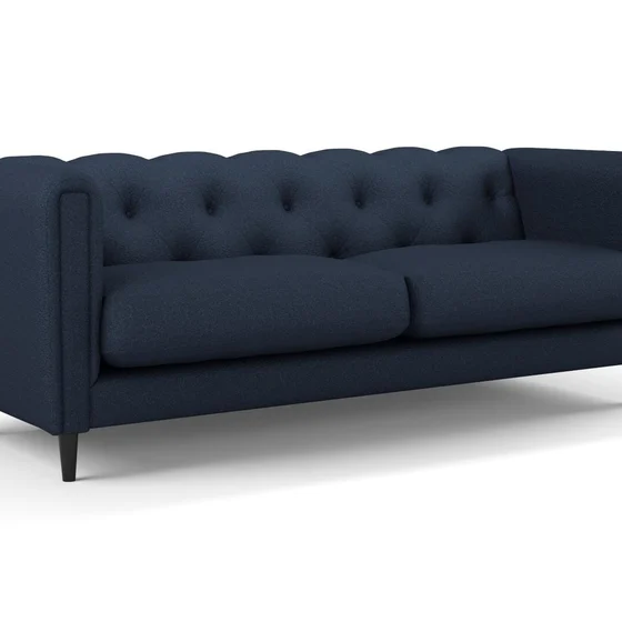 Photo of the fabric Sabato Navy swatch by James Dunlop FibreGuard. Use for Upholstery, Accessory. Style of Plain, Texture