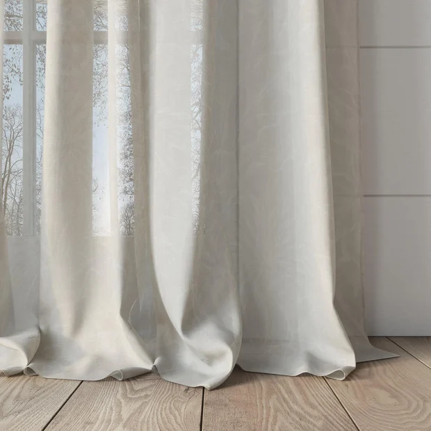 Photo of the fabric Palmery Pearl swatch by James Dunlop. Use for Sheer Curtains. Style of Floral And Botannical, Sheer