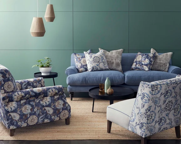 Photo of the fabric Sylvie Charcoal in situ by Zepel. Use for Upholstery, Accessory. Style of Floral And Botannical