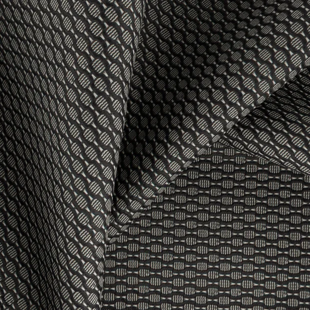 Photo of the fabric Rafting Raven swatch by Zepel FibreGuard Outdoor. Use for Upholstery, Accessory. Style of Geometric, Jacquard