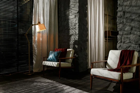 Photo of the fabric Puro Cushion Cover 101 Navy in situ by Fischbacher 1819. Use for Cushion Cover