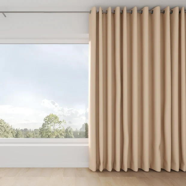 Photo of the fabric Satori Stonewash Nude swatch by Mokum. Use for Curtains, Upholstery Light Duty, Accessory, Top of Bed. Style of Plain, Texture