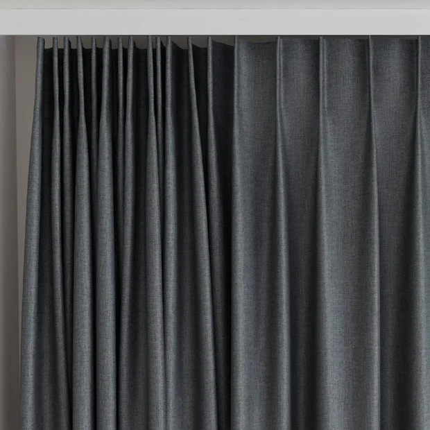 Photo of the fabric Matrix FR Gunmetal swatch by James Dunlop Essentials. Use for Curtains. Style of Dim Out, Plain
