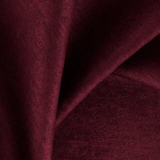 Photo of the fabric Brigadier Burgundy swatch by Zepel FibreGuard. Use for Curtains, Upholstery, Accessory, Top of Bed. Style of Chenille, Plain