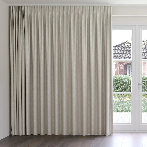 Photo of the fabric Trezor Fog swatch by James Dunlop FibreGuard. Use for Curtains, Upholstery, Accessory. Style of Chenille, Plain
