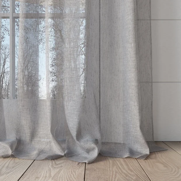 Photo of the fabric Seaview Black Sand swatch by James Dunlop. Use for Sheer Curtains. Style of Plain, Sheer