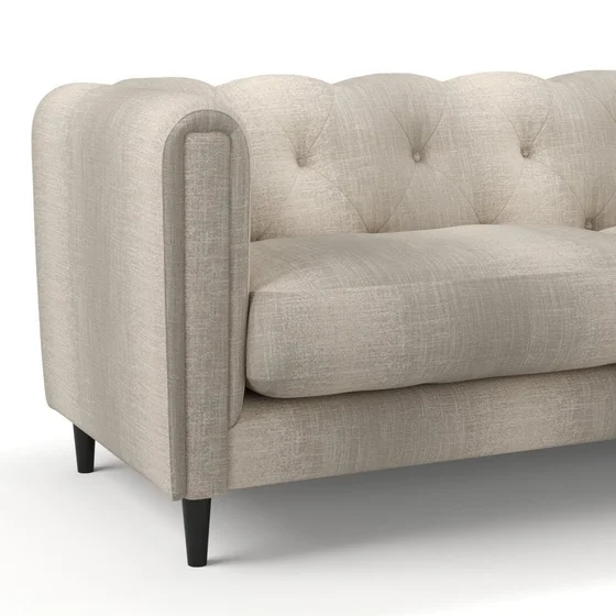 Photo of the fabric Maxime Truffle swatch by James Dunlop. Use for Upholstery, Accessory. Style of Stripe, Texture