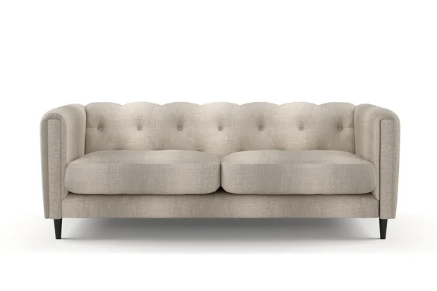Photo of the fabric Maxime Truffle swatch by James Dunlop. Use for Upholstery, Accessory. Style of Stripe, Texture
