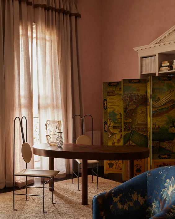 Curtains in Satori Stonewash colour Blush by Mokum | Interior by Tali Roth | Photograph by Lillie Thompson