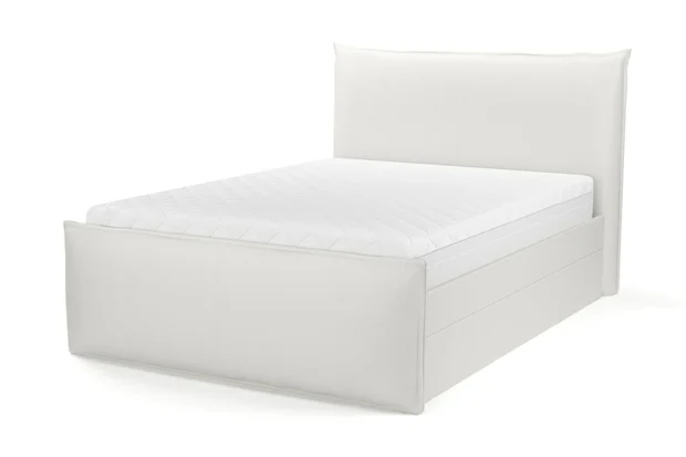 Photo of the fabric Infinite Blanc swatch by Mokum. Use for Curtains, Upholstery, Accessory, Top of Bed. Style of Plain, Texture