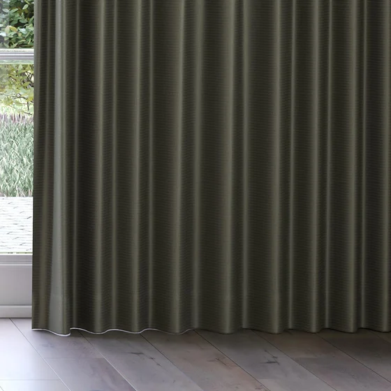 Photo of the fabric Kennedy II Blackout Moss swatch by James Dunlop. Use for Curtains. Style of Plain, Texture