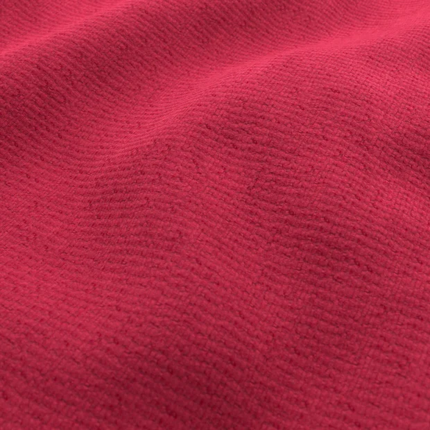Photo of the fabric Devina Raspberry swatch by Zepel FibreGuard. Use for Upholstery, Accessory, Top of Bed. Style of Chenille, Plain