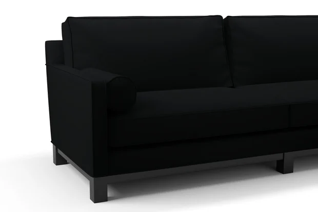 Photo of the fabric Supervio Onyx swatch by James Dunlop FibreGuard. Use for Upholstery, Accessory, Top of Bed. Style of Plain, Velvet