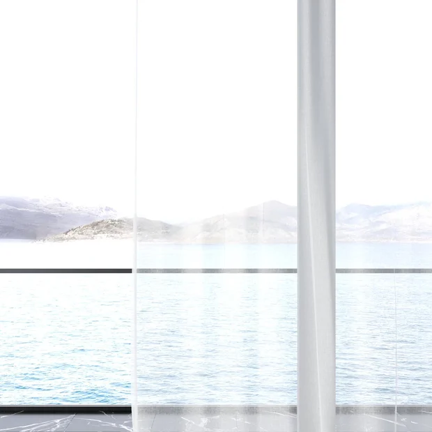 Photo of the fabric Beauvoir Ivory swatch by James Dunlop. Use for Sheer Curtains. Style of Plain, Sheer