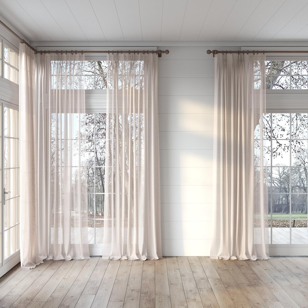 Photo of the fabric Foreshore Blush swatch by James Dunlop. Use for Sheer Curtains. Style of Plain, Sheer
